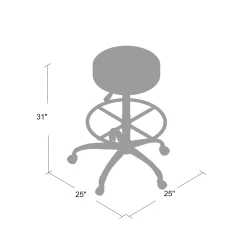 Boss Medical Backless Vinyl Stool with Adjustable Seat and Foot Ring