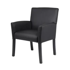 Box Arm Guest Chair with Black Wood Frame