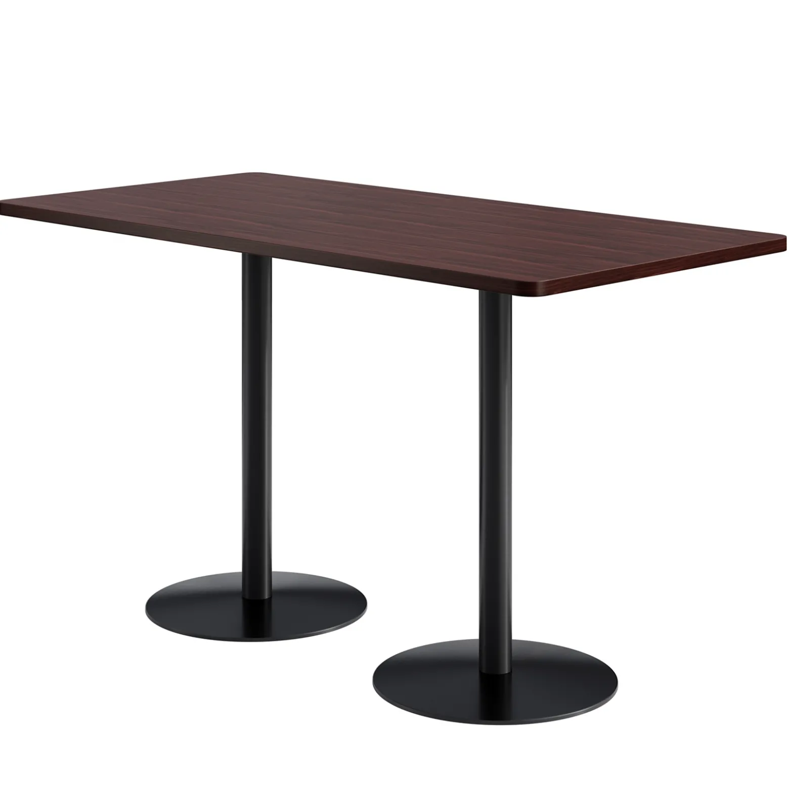 Café au lait Bar Height Rectangular Table with Pedestal Base - 72"W x 36"D