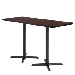 Café au lait Bar Height Rectangular Table with X Base - 72