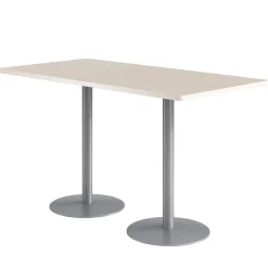 Café au lait Bar Height Rectangular Table with Pedestal Base - 72