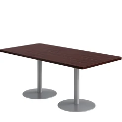 Café au lait Standard Height Rectangular Table with Pedestal Base - 72