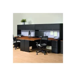 Carbon Dual J-Shaped Steel Desks with Hutch