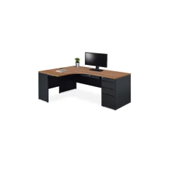 Carbon J-Shaped Steel Desk with 3 Drawer Pedestal and Left Return 72