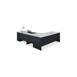 Carbon L-Shaped Steel Desk with 2 Drawer Pedestal and Right Return - 72