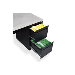 Carbon L-Shaped Steel Desk with 2 Drawer Pedestal and Right Return - 72