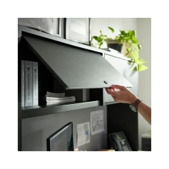 Carbon L-Shaped Steel Desk with Hutch and Left Return - 72