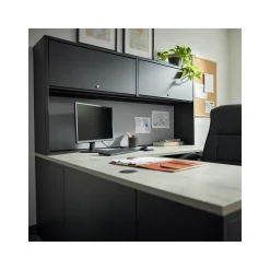 Carbon Reversible Bowfront Steel U-Desk with Hutch - 72
