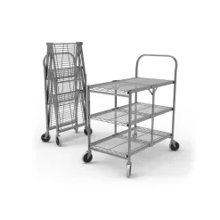 Carts Three-Shelf Collapsible Wire Utility Cart - 37"H x 31"W x 19"D
