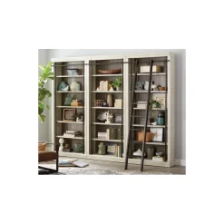 Cast Metal Base Writing Desk and Bookcase Wall Set