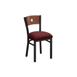 Circle-Back Chair with Wood Back and Black Frame