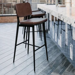 Concord Leather Mid-Back Bar Stools - 2 Pack
