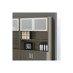 Contemporary Bookcase Hutch with Silver Doors - 36