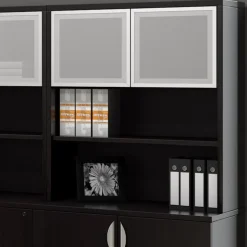 Contemporary Bookcase Hutch with Silver Doors - 36