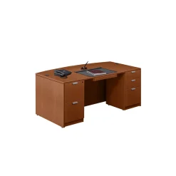 Contemporary Bow Front Double Pedestal Desk - 71
