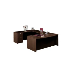 Contemporary Laminate Bow Front U-Shaped Desk