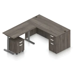 Contemporary Reversible L-Shaped Desk w/ Height Adjustable Return and Ped - 66