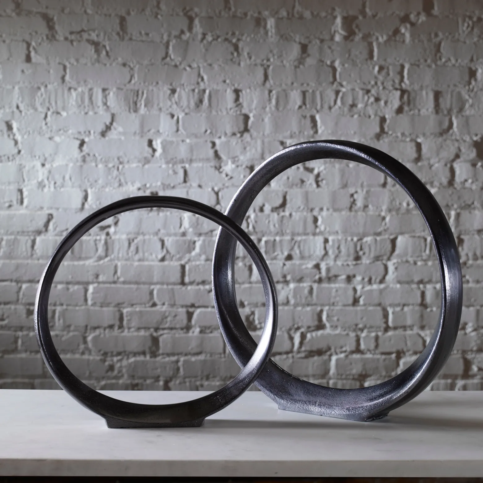 Contemporary Ring Sculptures, Set of Two
