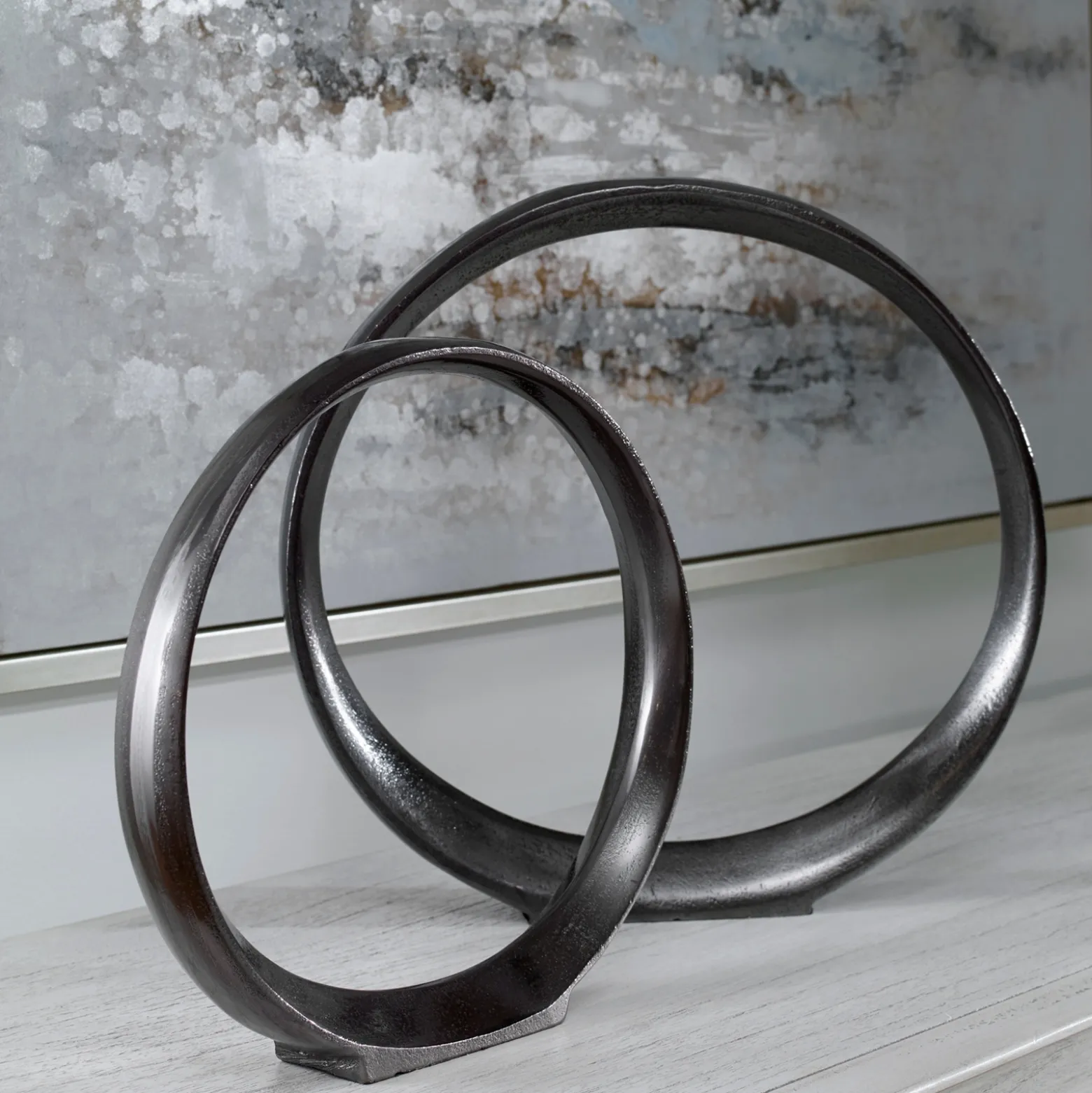 Contemporary Ring Sculptures, Set of Two