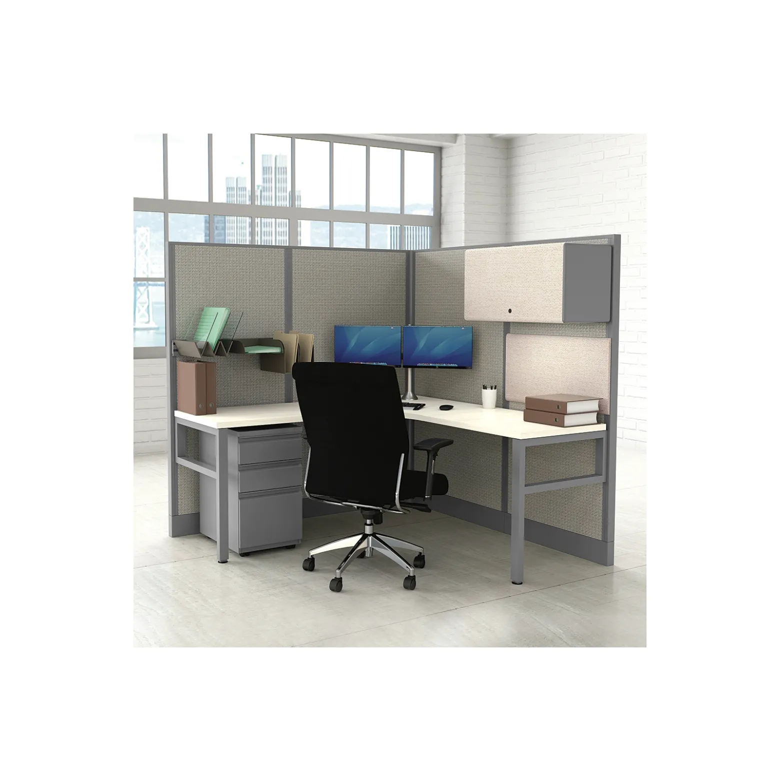 Corben L-Shaped Desk with Cubicle Panels - 68"W x 68"D