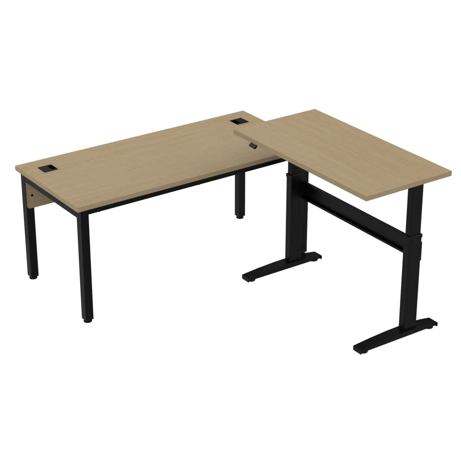 Cortez 66" L-Desk w/ Adjustable-Height Return - 66"Wx90"D