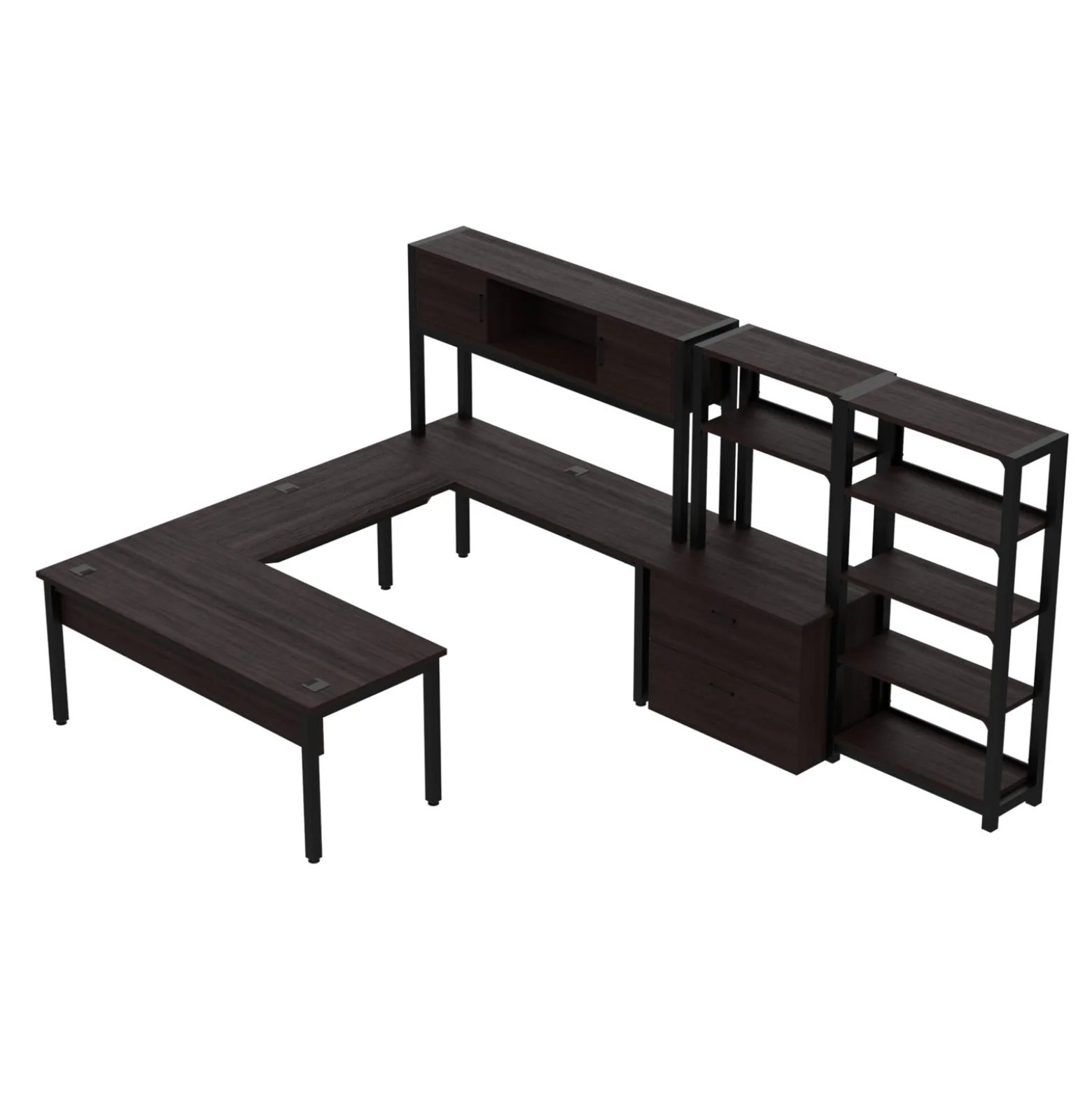 Cortez 72” U-Desk and Hutch Storage Set