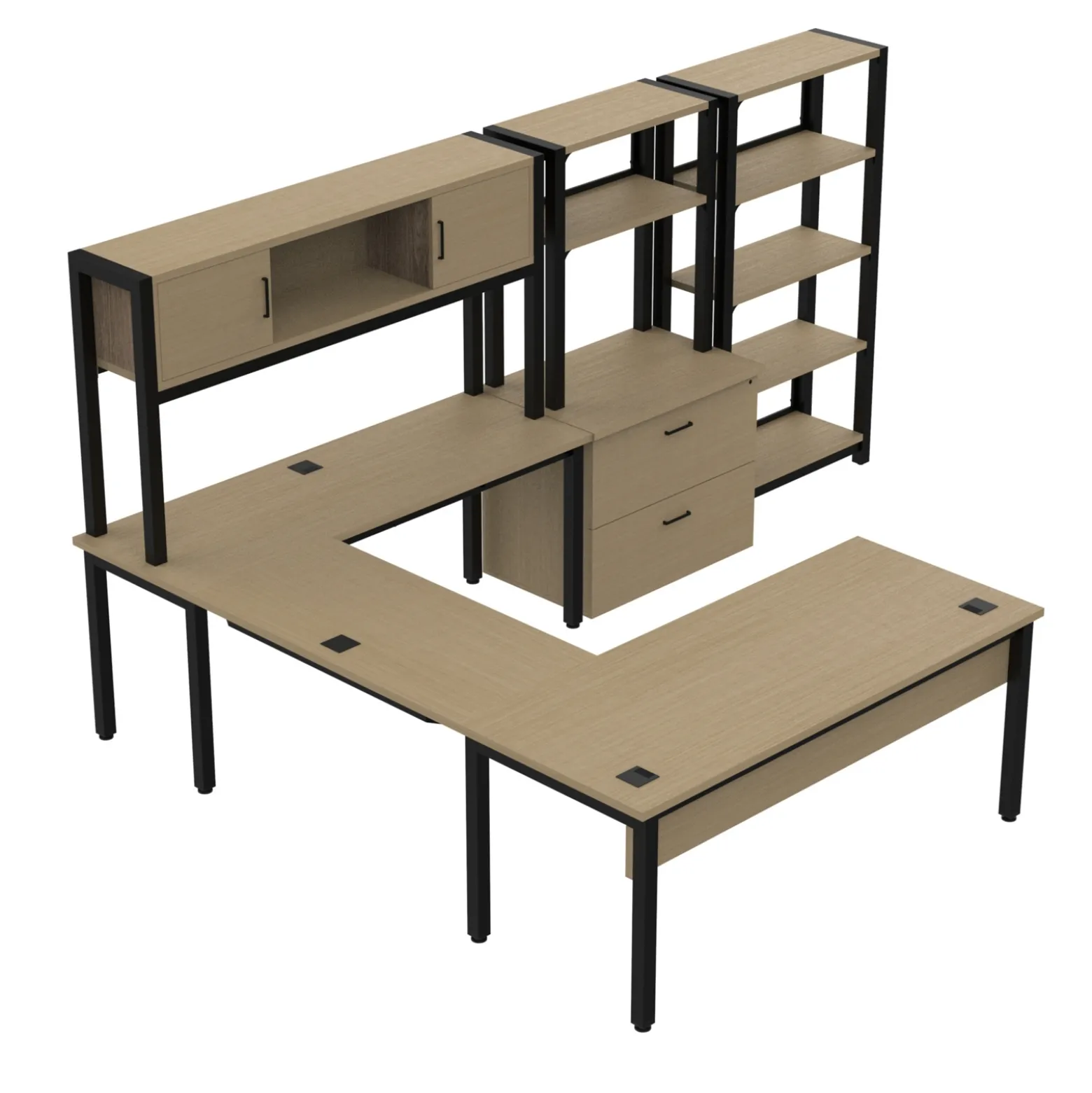Cortez 72” U-Desk and Hutch Storage Set