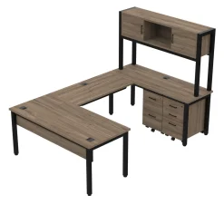 Cortez 66” U-Desk and Storage Set