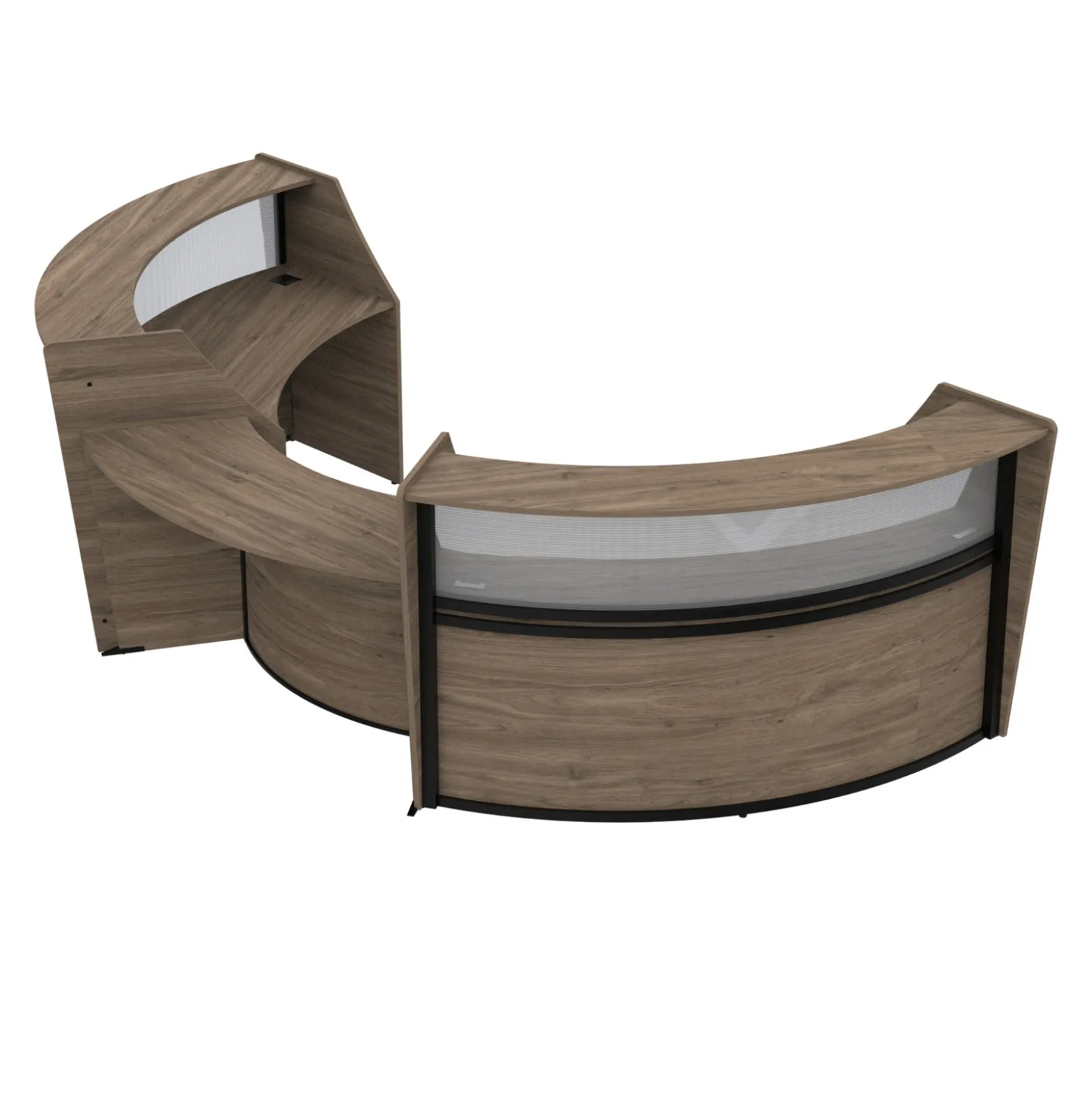 Cortez Curved Reception Desk w/ Center ADA Counter - 200"W x 34"D