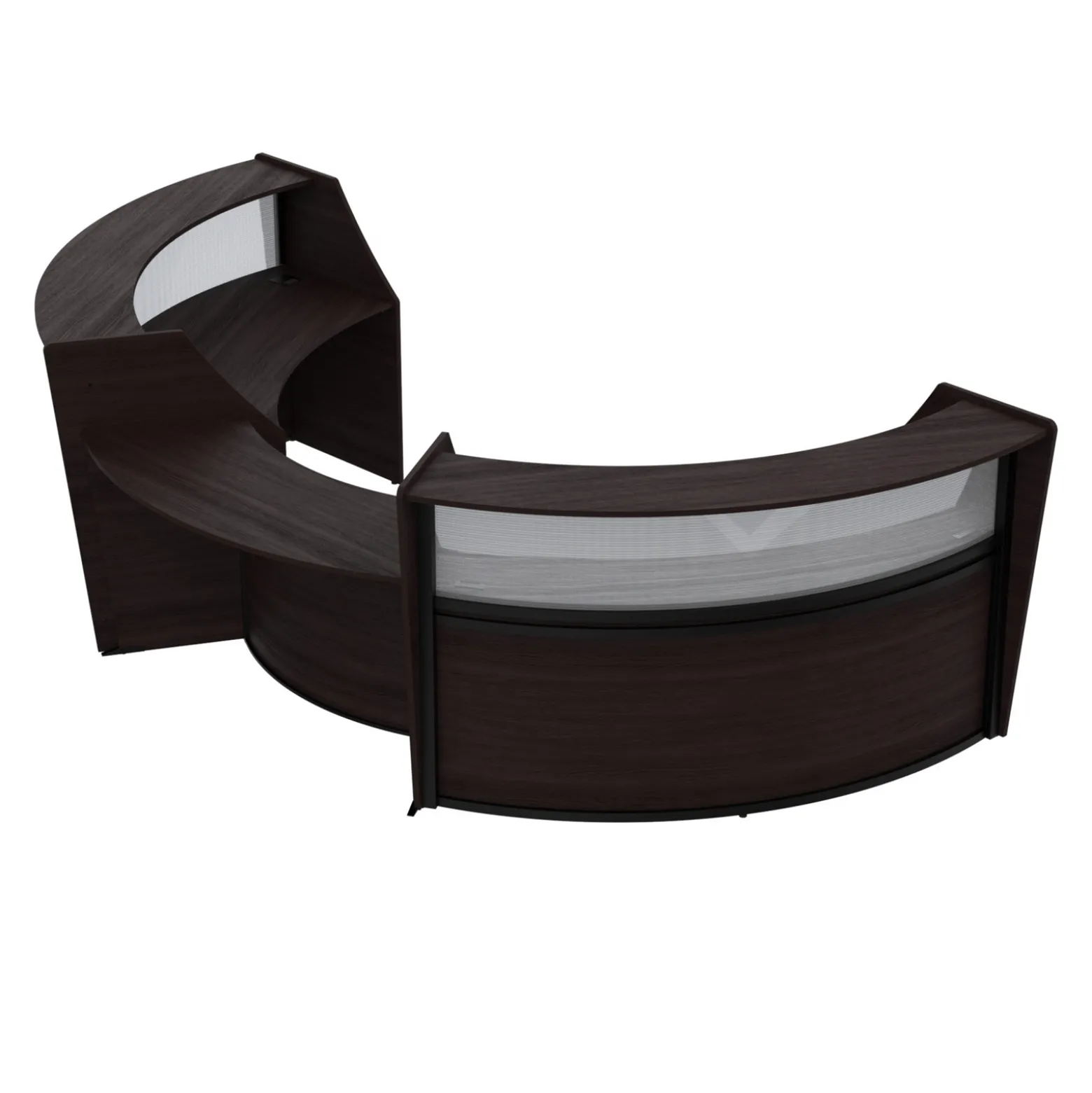 Cortez Curved Reception Desk w/ Center ADA Counter - 200"W x 34"D