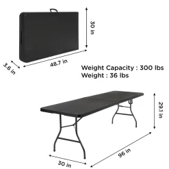 COSCO 8' Fold-In-Half Blow Molded Banquet Table