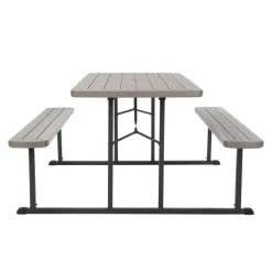 COSCO 6' Wood Grain Blow Mold Folding Picnic Table
