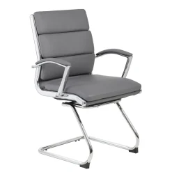 Crofton Faux Leather Guest Chair with Chrome Base and Padded Armrests