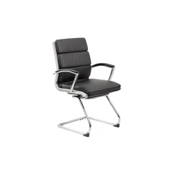 Crofton Faux Leather Guest Chair with Chrome Base and Padded Armrests