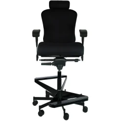 Dauerhaft 24/7 Two-Step Fabric Stool with Pivot Arms and Headrest - 21