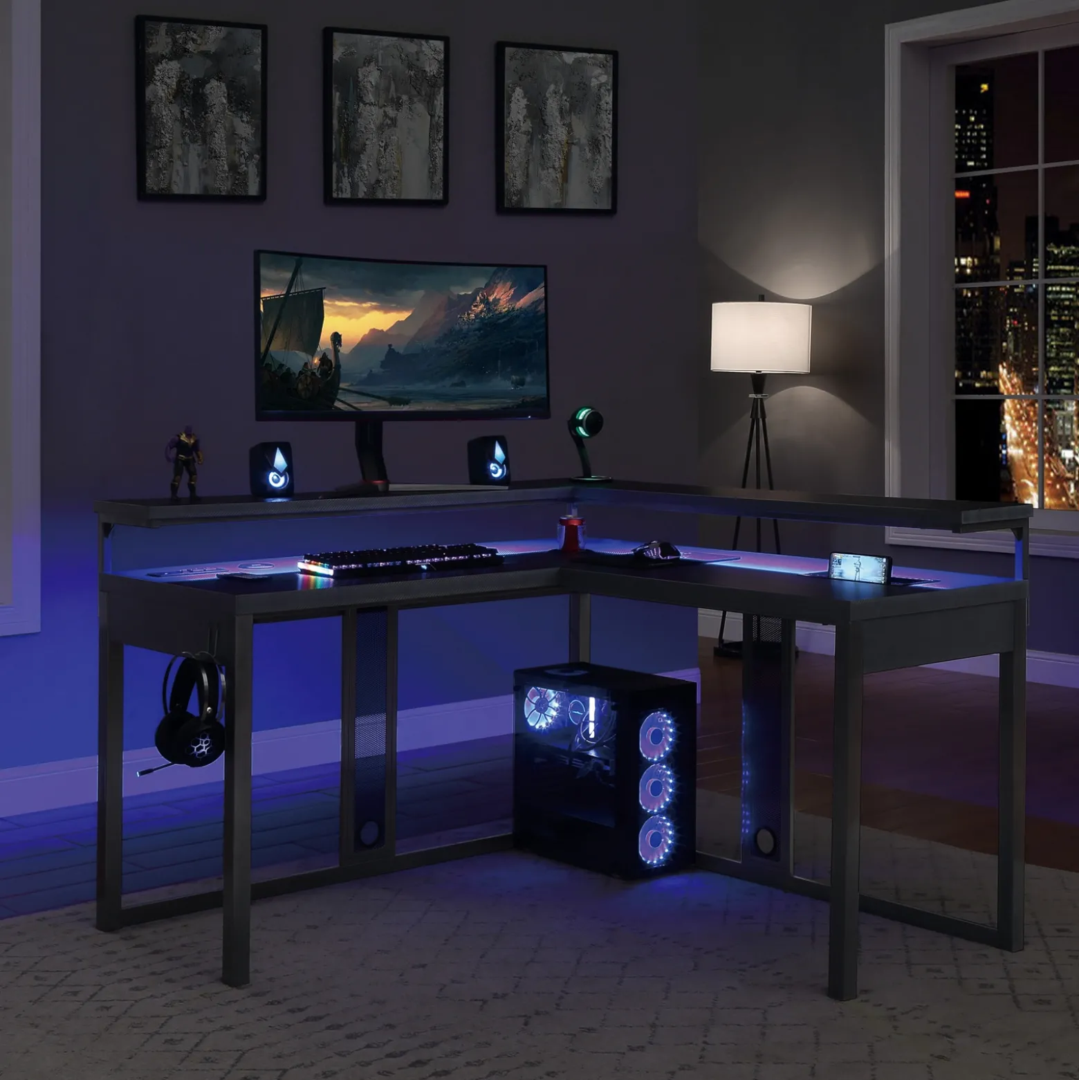 DesignLab Loadout L-Shape Gaming Desk - 54"Wx54"D