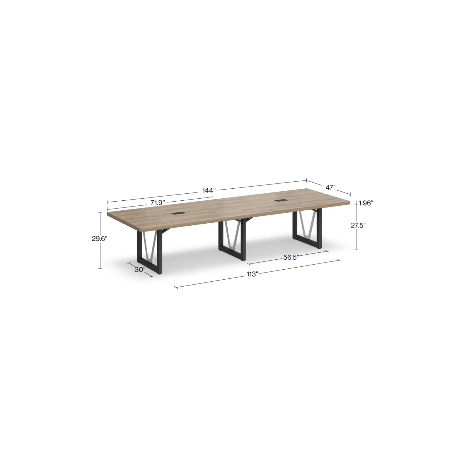 District 12' Conference Table with Power - 144"W x 48"D