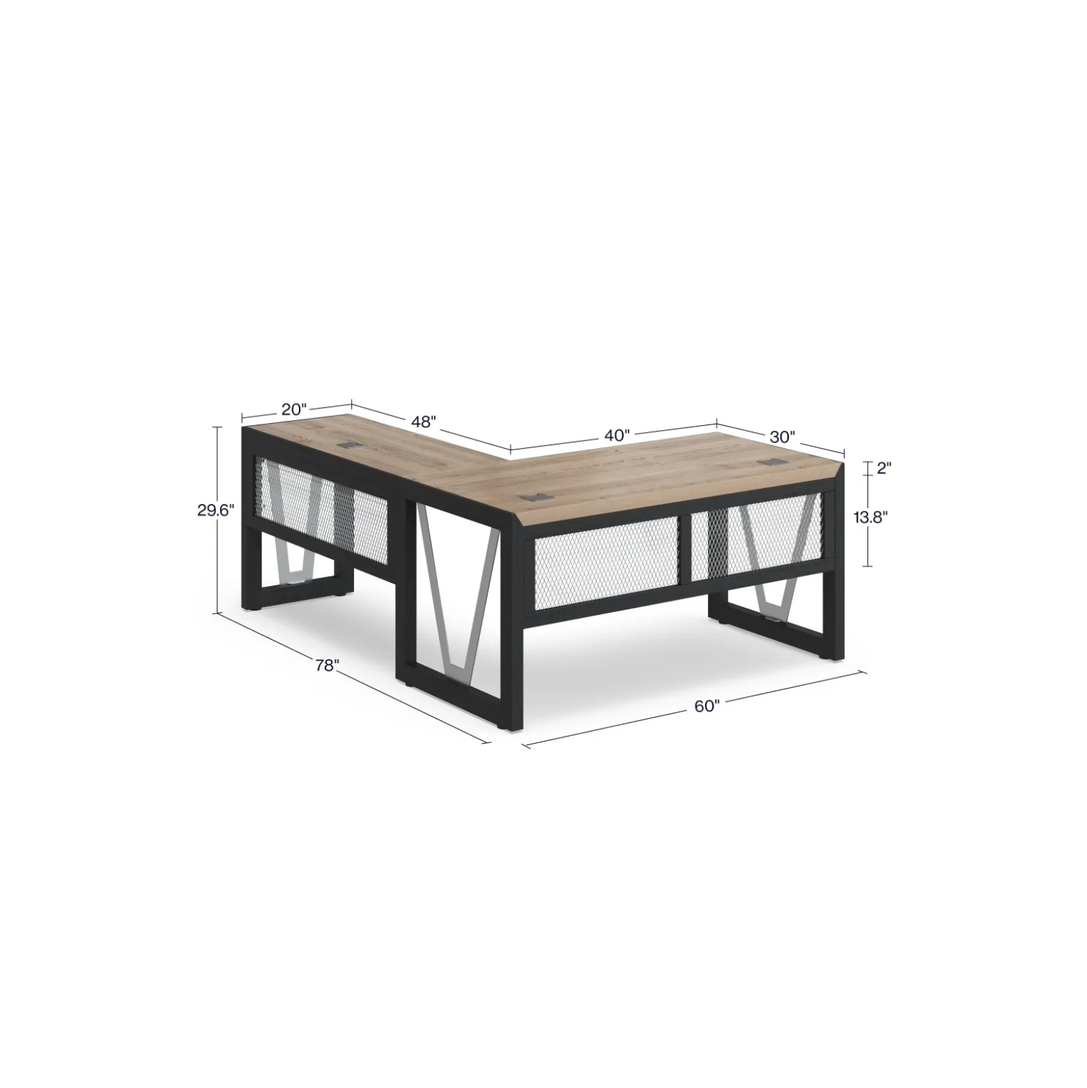 District L-Shaped Desk with Right Return - 60"W x 78"D