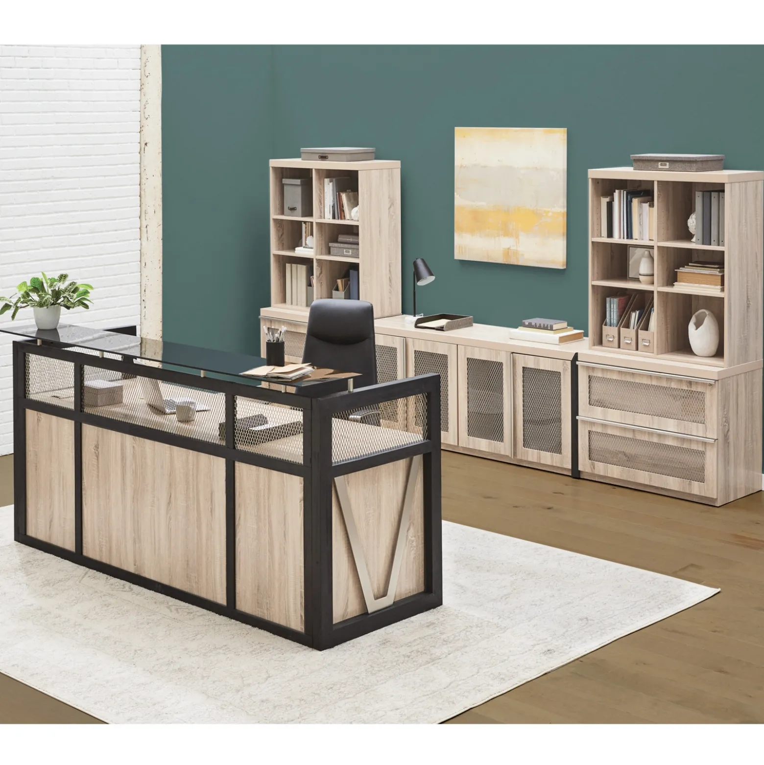 District Reception Desk with Power - 87"W x 30"D