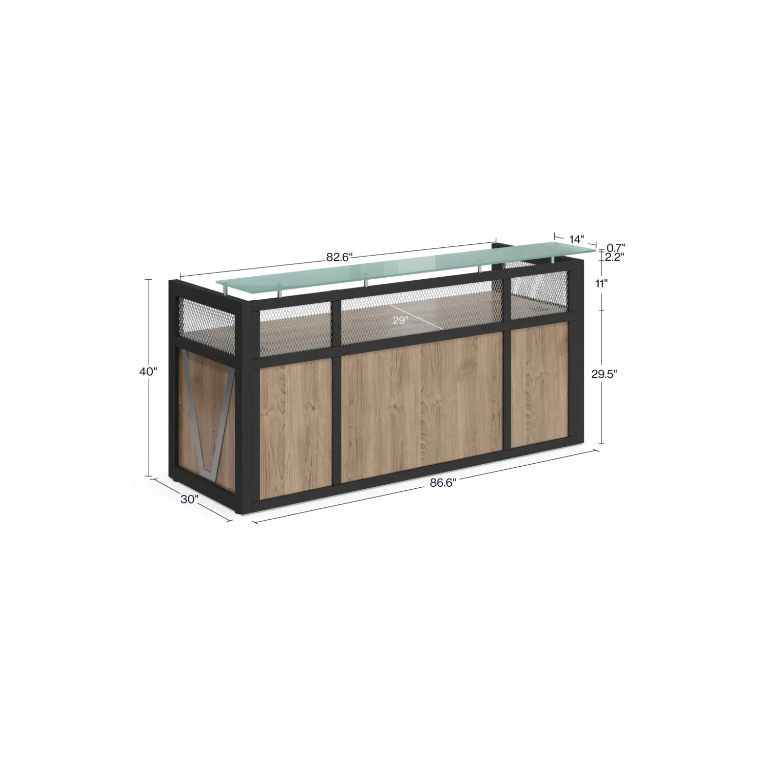 District Reception Desk with Power - 87"W x 30"D