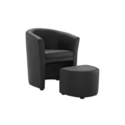 Divulge Faux Leather Armchair and Ottoman