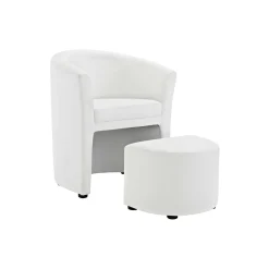 Divulge Faux Leather Armchair and Ottoman