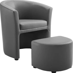 Divulge Faux Leather Armchair and Ottoman