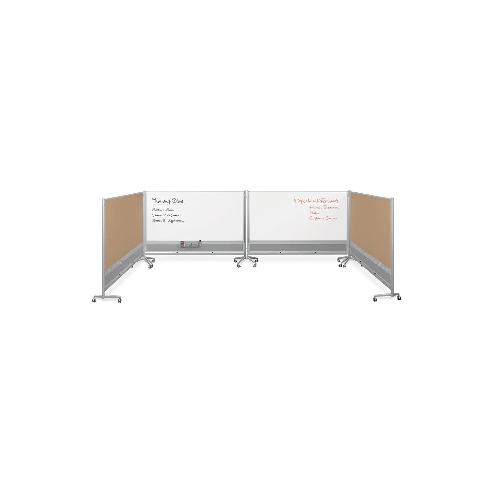 D.O.C. Mobile Room Divider Whiteboard/Corkboard - 8'W x 6'H
