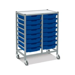 Double Storage Cart with 16 Trays - 3"D