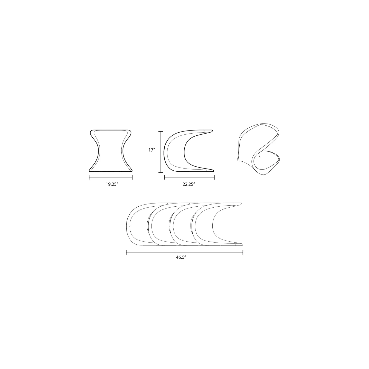 Drift Large - 22.25"W x 19.25"D x 17"H