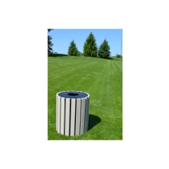 Eco-friendly Outdoor Round Trash Receptacle- 33 Gallon Capacity