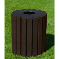 Eco-friendly Outdoor Round Trash Receptacle- 33 Gallon Capacity