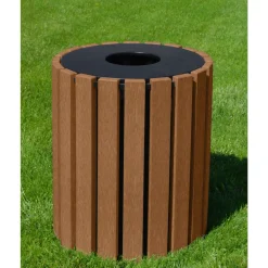 Eco-friendly Outdoor Round Trash Receptacle- 33 Gallon Capacity