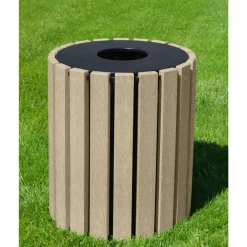 Eco-friendly Outdoor Round Trash Receptacle- 33 Gallon Capacity